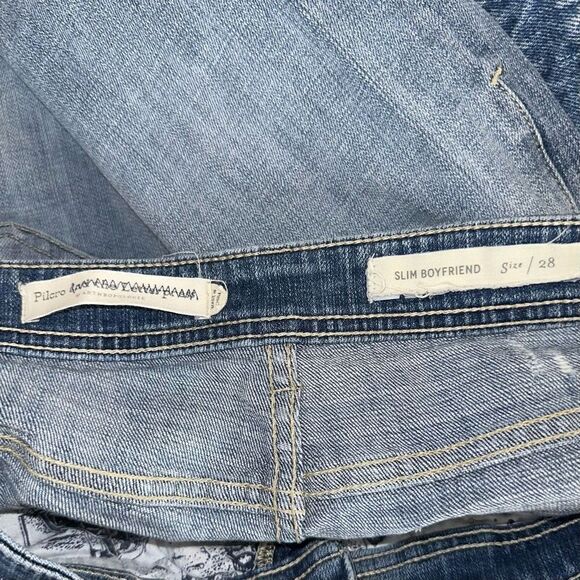 Pilcro By Anthropologie Slim Boyfriend Patchwork Denim Jeans Size 28 Casual Boho - Picture 6 of 12